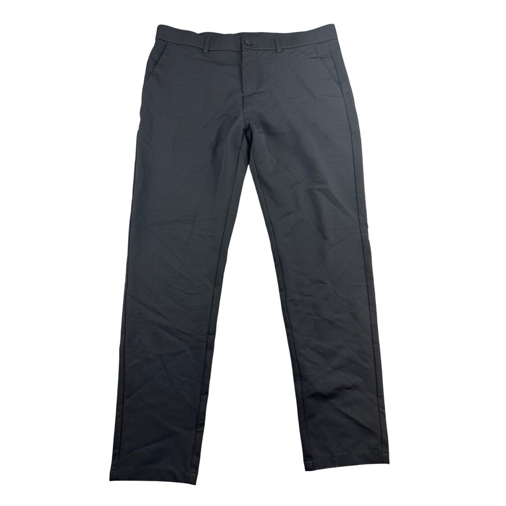Plaid & Plain Pants Men 36x30 Black Chino Flat‎ Front Slim Fit Pockets Golf